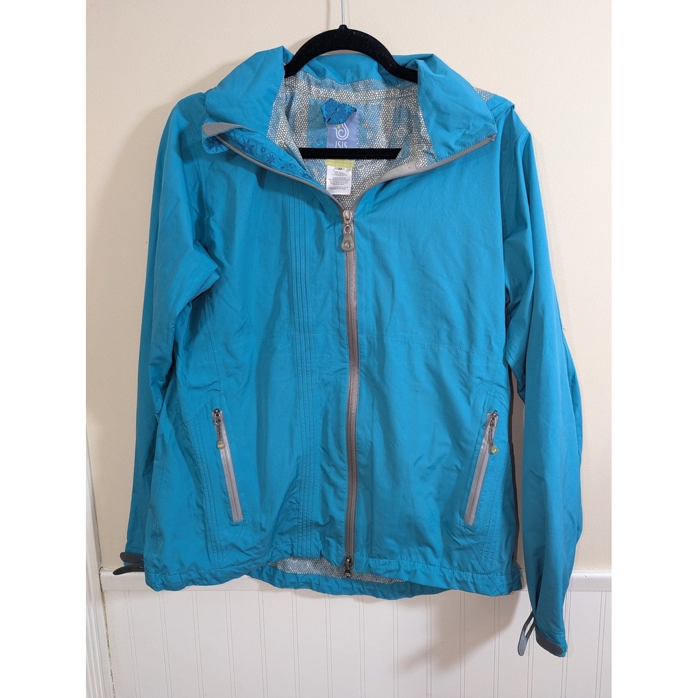 Isis Womens Medium Turquoise Blue Full Zip Mesh Lined Windbreaker Jacket